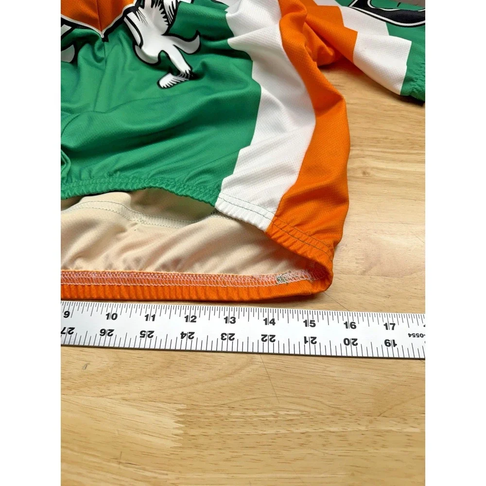 Ireland Shamrock Crest Cycling Jersey Men's Size L Green/Orange Performance Bike